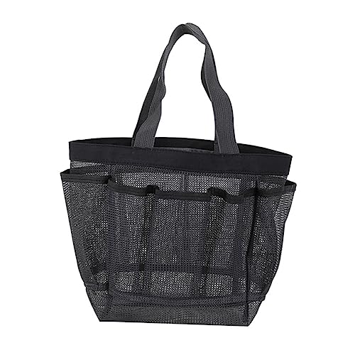 MAJORMENCH Multifunktionale Graue Mesh Strandtasche aus Nylon Große Kapazität Reißverschluss Wasch und Aufbewahrungstasche für Reisen und Outdoor Einsätze Praktische Badetasche für Damen und von MAJORMENCH