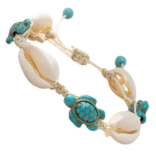 MAJORMENCH Muschel Fußkettchen Schildkröte Anhänger Damen Verstellbar Strand Fußschmuck Sommer Füße Schmuck von MAJORMENCH