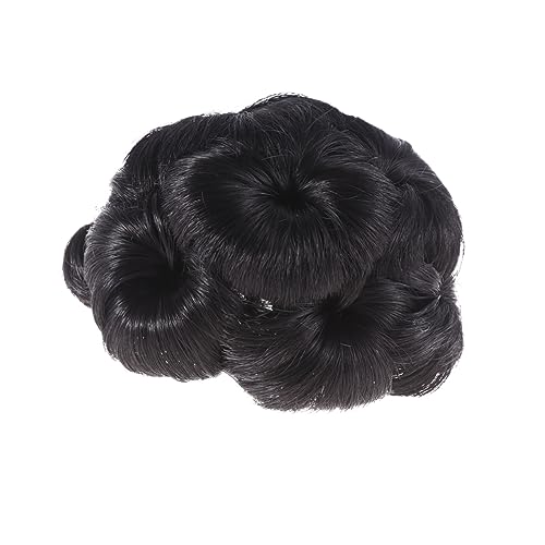MAJORMENCH Natürlich Schwarzer Haarknoten Clip mit Blumen Design Synthetisches Haarteil Einfach zu Verwenden Voluminöser Dutt Haarschmuck für Damen Langlebiger Updo Haarspangen Ersatz von MAJORMENCH