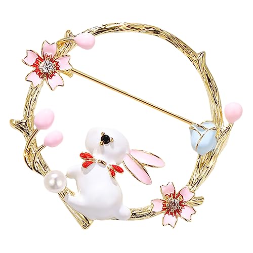 MAJORMENCH Niedliche Kaninchen Brosche Damen Wreath Design Anstecknadel Geburtstag Schmuck für Kleidung und Accessoires für Frauen und Outfits von MAJORMENCH
