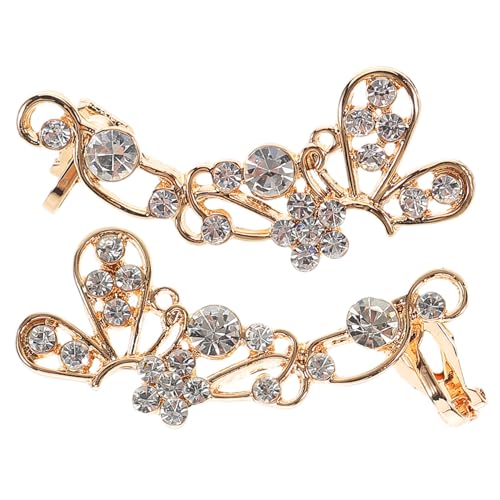 MAJORMENCH Ohrclips Schmetterling Ohrmanschette Metall mit Funkelnden Strasssteinen für Damen nicht Durchstochen Leicht und Bequem Modisches Schmuckaccessoire Goldfarbenes von MAJORMENCH