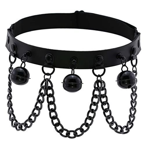 MAJORMENCH PU Beinschlaufe mit Glockenkette Elastischer Leg Ring Gothic Punk Stil Verstellbar für Party und Alltag von MAJORMENCH