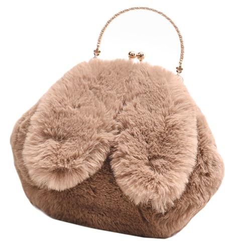 MAJORMENCH Plüsch Crossbody Bag Damen Umhängetasche Schultertasche mit Kaninchenohren Kuschelig Leicht und Modisch für Alltag und Freizeit von MAJORMENCH
