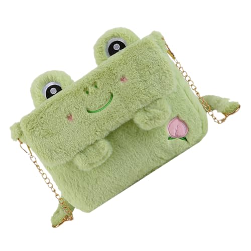 MAJORMENCH Plüsch Frosch Schultertasche für Damen Weiche Tragbare Crossbody Umhängetasche Kleine Handtasche in Hellgrün Vielseitige Tasche für Alltag und Freizeit von MAJORMENCH