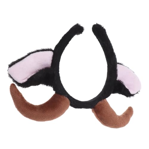 MAJORMENCH Plüsch Schafohren Haarreif mit Horn für Verstellbar Leicht und Bequem für Halloween Weihnachten Festivals und Kostümpartys Tierkostüm Zubehör für Mädchen und Jungen von MAJORMENCH