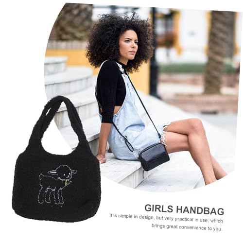 MAJORMENCH Plüsch Umhängetasche Mädchen Große Kapazität Schultertasche Casual Handtasche Tragbar Vielseitig für Schule Arbeit Shopping von MAJORMENCH