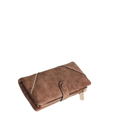 MAJORMENCH Praktische Damen Geldbörse Mittelgroß mit Reißverschluss Mehrfachfächer und Edlem Spitzen Design PU Handgelenktasche in Kaffee Vielseitiges Portemonnaie für Alltag und Freizeit von MAJORMENCH