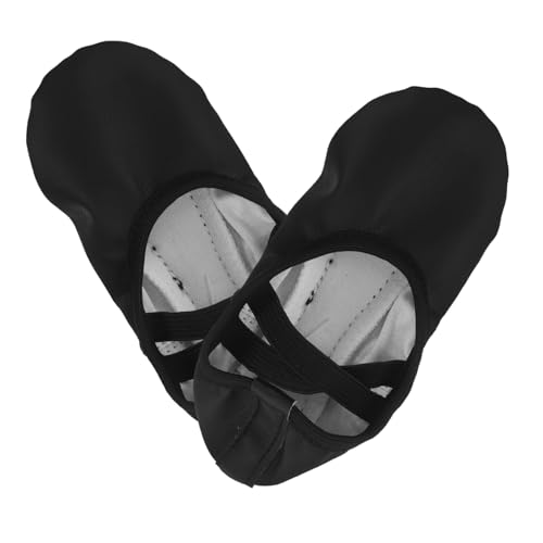 MAJORMENCH Pu Ballettschuhe ohne Absatz Mädchen Damen Flexible Weiche Sohle No tie Ballett Flats Atmungsaktives Polyesterfutter Vielseitig für Bühnenauftritte Schwarz von MAJORMENCH