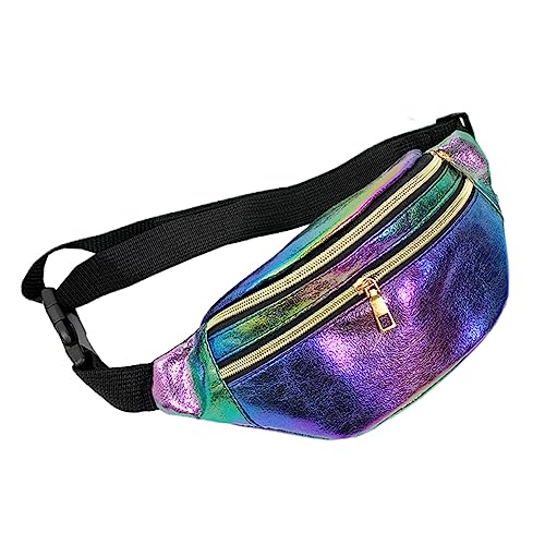 MAJORMENCH Pu Leder Holographische Bauchtasche Doppelter Schultergurt Für Damen Verstellbare Fanny Pack Für Reisen Strand Sport Und Festivals Bunt von MAJORMENCH
