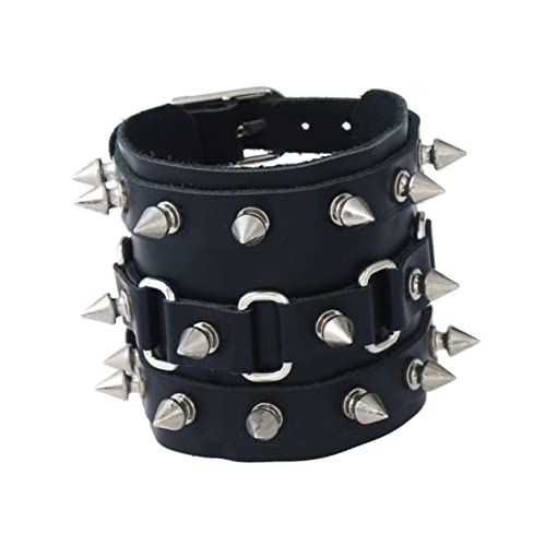 MAJORMENCH Punk Armband Herren Rindsleder mit Nieten Robuste Handgelenkdekoration für Männer und Frauen Stylisches Armband mit Cooler Riven Langlebig und Hautfreundlich von MAJORMENCH