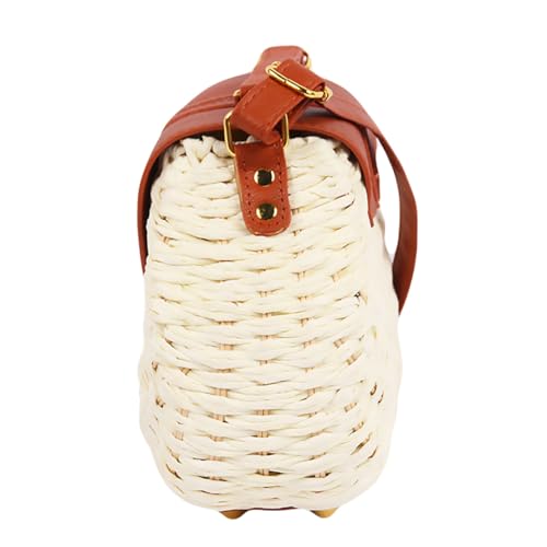 MAJORMENCH Retro Geflochtene Schultertasche Damen Leichte Umhängetasche aus Naturstroh Modische Messenger Bag für Strand Freizeit Party und Shopping Vielseitig und Sommerlich von MAJORMENCH