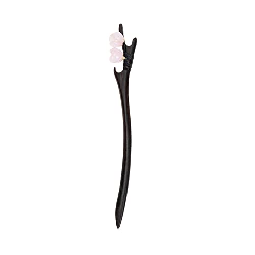 MAJORMENCH Retro Schwarzer Haarstab mit Pinkem Glasblüten Design Rostfrei Widerstandsfähig Komfortabel für Langes Haar Eleganter Blumenschmuck für Frauen Passend zu Hochzeiten Partys und von MAJORMENCH