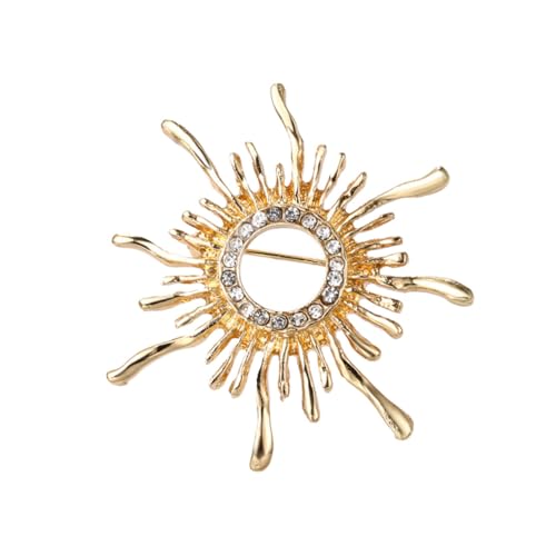 MAJORMENCH Retro Sonnenblume Brosche aus Robustem Legierungsmetall Vintage Brustnadel mit Funkelnden Strasssteinen Dekoratives Accessoire für Damenkleidung Eleganter Schmuck für Alltag und von MAJORMENCH