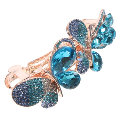 MAJORMENCH Rhinestone Haarklammer mit Schleifen dekor Metall haarspange für Braut Hochzeit Eleganter Haarschmuck für Damen und Mädchen Fester Sitz für Haararten Modischer Strassclip in Blau von MAJORMENCH