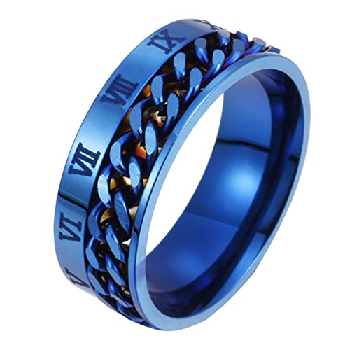 MAJORMENCH Ring mit Drehbarer Kette Römische Ziffern Design Unisex Schmuck Herren und Damen Modisches Accessoire für Hochzeit Party Verlobung von MAJORMENCH