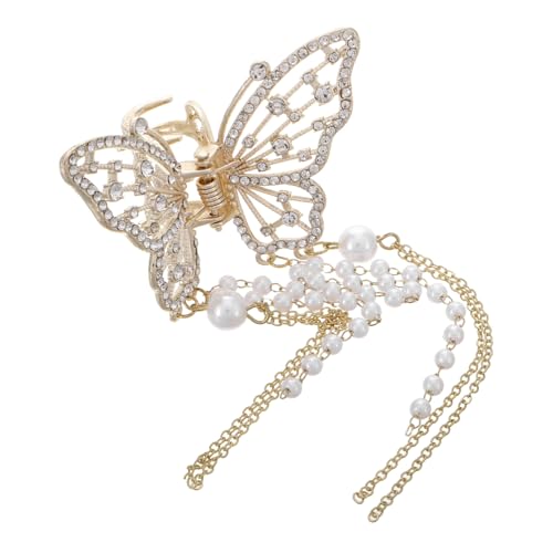 MAJORMENCH Schmetterling Haarklammer Mit Perlen-tassel Rutschfestes Metall Für Dickes Haar Stilvolles Haaraccessoire Für Frauen Elegantes Design Für Besondere Anlässe von MAJORMENCH