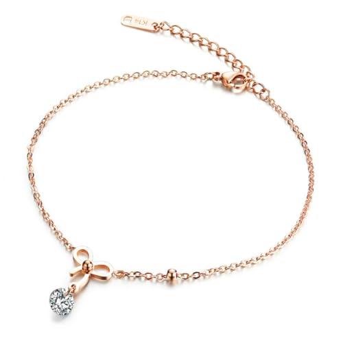 MAJORMENCH Schmuck Damen Fußkettchen mit Funkelndem Bowknot Verstellbare Fußkette aus Langlebigem Material Modische Ankle Jewelry für Frauen und Mädchen zum Geburtstag von MAJORMENCH