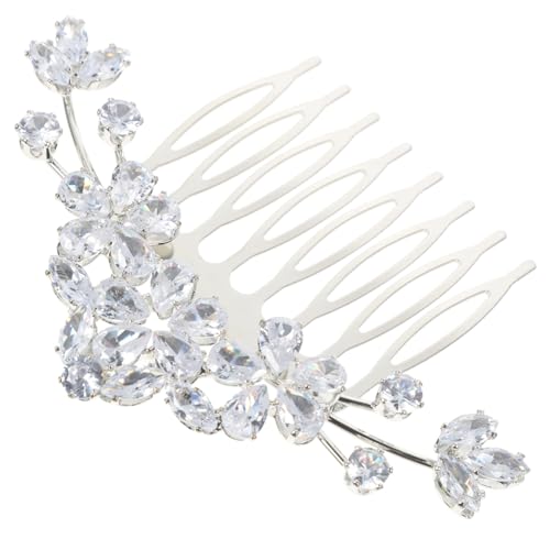 MAJORMENCH Silberner Haarkamm mit Funkelnden Kristallen Eleganter Brautschmuck für Hochzeit und Brautjungfern Dezenter Haarschmuck mit Zirkonia Stilvolles Accessoire für Festliche Anlässe von MAJORMENCH