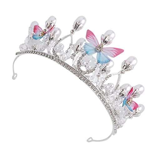 MAJORMENCH Silbernes Haarband mit Prinzessin Krone und Schmetterling Glitzerndes Haarschmuck für Geburtstag Party und Festliche Anlässe Modisches Mädchen Haarornament von MAJORMENCH
