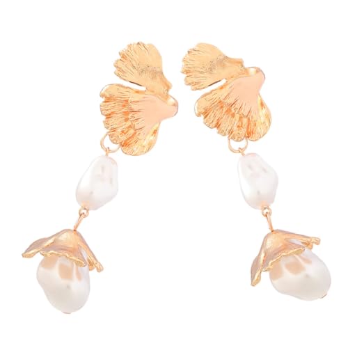 MAJORMENCH Simulation Perlenohrringe mit Blumenmotiv und Leichte Ohrhänger aus Langlebiger Legierung Damenohrringe für Partys Hochzeiten und Festliche Anlässe von MAJORMENCH