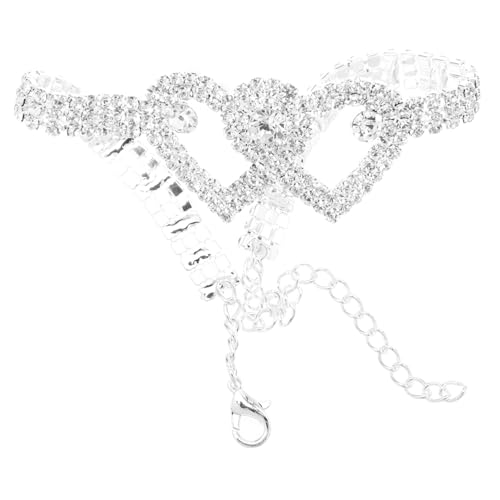 MAJORMENCH Strass Fußkettchen Damen Verstellbar Herz Anhänger Glitzernde Fußkette Schmuck Boho Stil für Alltag und Strand von MAJORMENCH