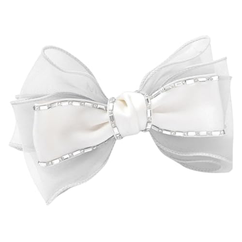 MAJORMENCH Strasssteine Schleifen Haarspange Frauen Haarklammer Weiß Elegant für Alltag Party Schule Frisuren Zubehör von MAJORMENCH