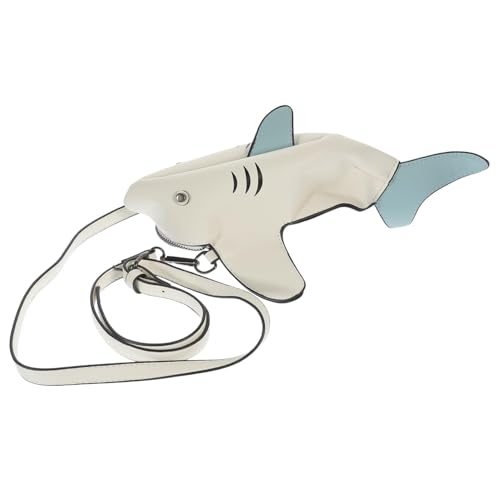 MAJORMENCH Stylische Cartoon Shark Schultertasche Damen PU Umhängetasche Verstellbar Abnehmbar Leicht und Langlebig für Alltag Reise von MAJORMENCH
