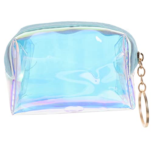 MAJORMENCH Transparente Blaue PVC Münzbörse mit Schlüsselanhänger Kleine Langlebige Geldbörse für Frauen und Teens Praktische Mini Brieftasche für Alltag und Schule von MAJORMENCH