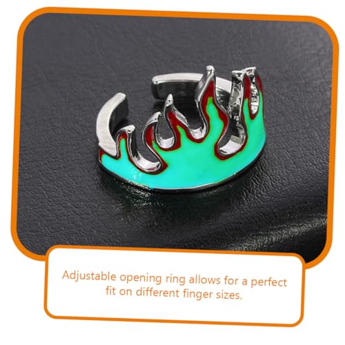 MAJORMENCH Verstellbarer Flammenring Offener Fingerring für Damen und Herren Stilvolle Feuerflamme Dekoration Langlebiger Modischer Hip Hop Schmuck Einzigartiges Design von MAJORMENCH
