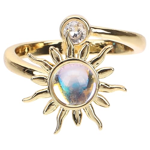 MAJORMENCH Verstellbarer Gold Sonnenblumen Fidget Ring Damen Drehbarer Blütenring als Schmuck Modisches Statement für Alltag für Frauen und Teens von MAJORMENCH