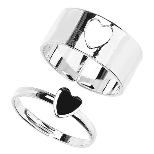 MAJORMENCH Verstellbarer Offener Herzring Paarring in Silber Modisches Statement Schmuckstück für Damen und Herren Verstellbares Design für Besondere Anlässe Stilvoller Verlobungs und von MAJORMENCH