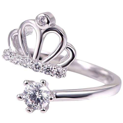 MAJORMENCH Verstellbarer Offener Kronenring mit Strass Kupferfarben Einstellbar für Frauen und Mädchen Modischer Schmuck für Festivals Partys und Alltag Komfortabel und Stilvoll von MAJORMENCH