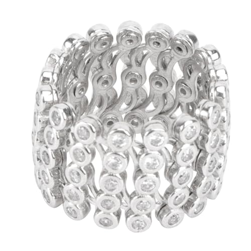 MAJORMENCH Verstellbarer Silber Ring und Armband mit Strasssteinen Dehnbarer Fingerring für Damen Wandelbarer Schmuck für Vielseitige Anlässe Elegantes Poliertes Design von MAJORMENCH