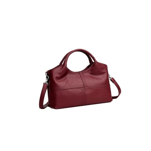 MAJORMENCH Vintage Damen Handtasche Weiches Pu Material Große Kapazität Multifunktionale Schultertasche Für Büro Alltag Weinrot von MAJORMENCH