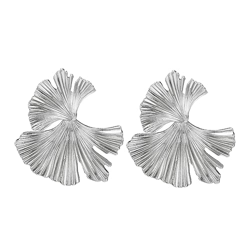 MAJORMENCH Vintage Leaf Ohrringe für Damen Leichte Ohrstecker mit Floralem Blattdesign Vielseitiger Schmuck für Alltag und Besondere Anlässe Silberfarbene Ohrhänger von MAJORMENCH