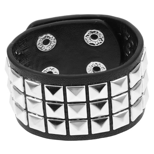 MAJORMENCH Vintage Lederarmband Herren Punk Stil Nietenarmband aus und Metall Robustes Komfortables Armband mit Doppelverschluss Modisches Accessoire für Vielseitige Outfits und Anlässe von MAJORMENCH