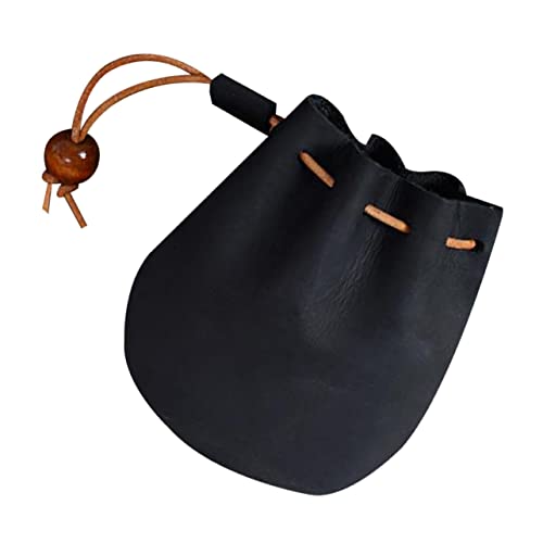 MAJORMENCH Vintage Mini Münzbeutel Schwarz Schlanker Leichter Echtleder Kleingeldbeutel Vielseitiger Change Bag für Damen und Herren Kompakt für Alltag Reise und Business Minimalistisches von MAJORMENCH