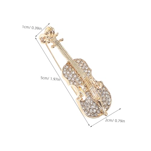 MAJORMENCH Violin Brosche Goldfarben Modische Anstecknadel mit Funkelndem Strass Vielseitiges Accessoire für Kleidung Hüte Taschen Geeignet für Damen und Herren Vintage Stil von MAJORMENCH