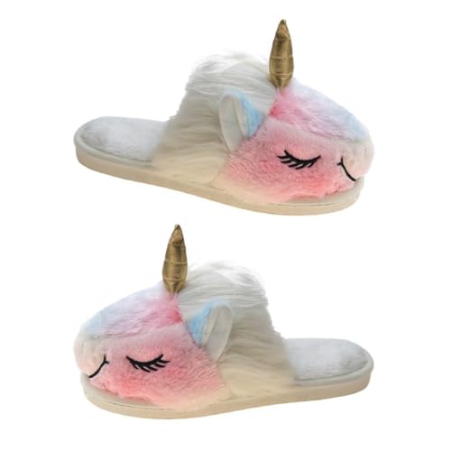 MAJORMENCH Warme Damen Hausschuhe mit Cartoon einhorn motiv Rutschfeste Plüschpantoffeln für Herbst und Winter Weiche Strapazierfähige Indoor Outdoor slipper von MAJORMENCH