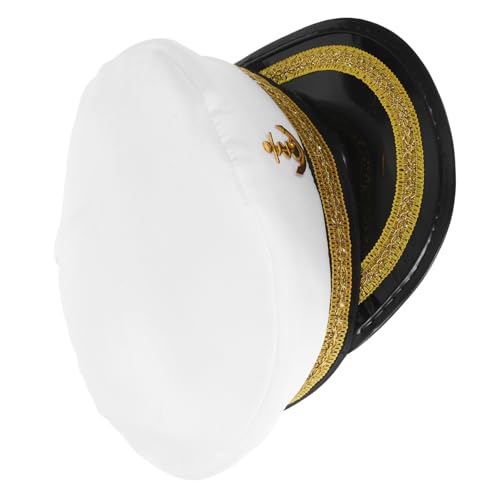 MAJORMENCH Weißer Kapitänsmütze Bootsfahrer Hut Unisex Verstellbar für Segeln Karneval Mottoparty Outdoor Freizeit Zubehör von MAJORMENCH