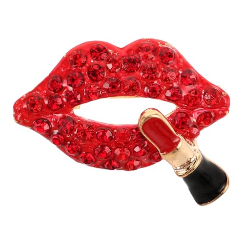 MAJORMENCH Zinklegierung Lippenbrosche mit Strasssteinen Modische Dekorative Anstecknadel für Damen Lippenform Schmuck für Kleidung Schal Hut und Rucksack Stilvolles für Frauen von MAJORMENCH