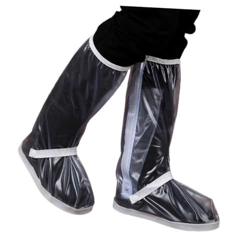 MAJORMENCH wasserdichte Regenüberschuhe PVC Schutz Überzieher rutschfest Unisex Regenschuhe mit Reflektoren Leicht Wiederverwendbar für Damen Herren Outdoor Alltag Schuhe von MAJORMENCH