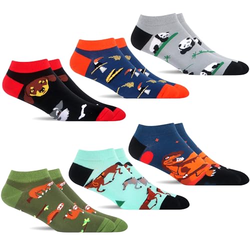 MAKABO Bunte Lustige Herren Knöchelsocken, 6 Paar Witzige Tier Motiv, 43-46 von MAKABO