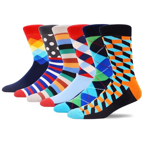 MAKABO Lustige Bunte Socken Herren mit Geometrie Motiv 6 Paar, Größe 43-46 von MAKABO