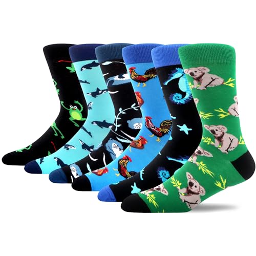 MAKABO Bunte Lustige Herren Socken, 6 Paar Tier Motiv, 43-46 von MAKABO