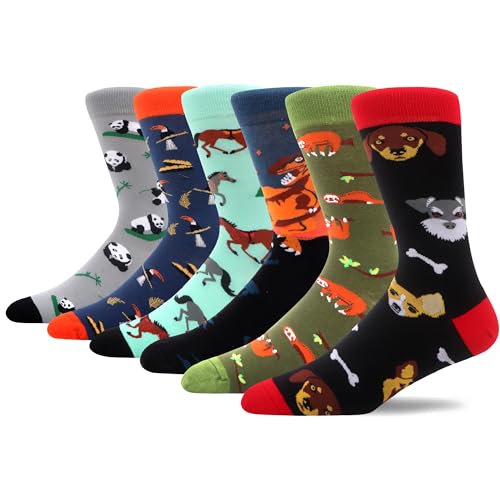 MAKABO Bunte Lustige Herren Socken, 6 Paar Witzige Tier Motiv, 43-46 von MAKABO