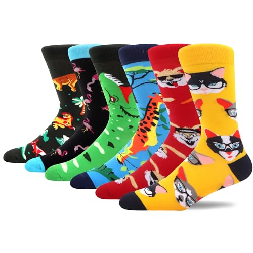 MAKABO Bunte Lustige Herren Socken, 6 Paar Verrückte Tier Motiv, 43-46 von MAKABO