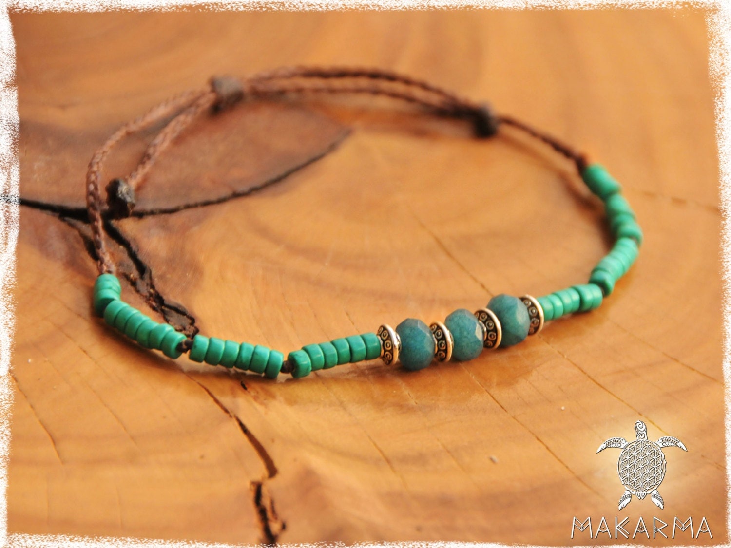 Boho Damen Türkis Armband Armreif Makramee Perlen Pocahontas Fußkettchen Schmuck Geschenk Für Sie von MAKARMAjewelry