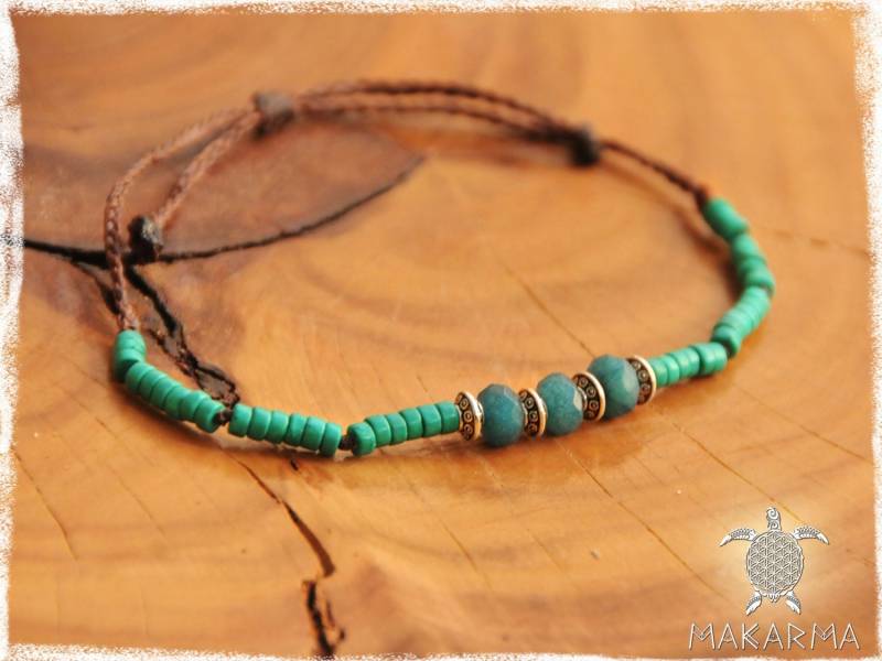 Boho Damen Türkis Armband Armreif Makramee Perlen Pocahontas Fußkettchen Schmuck Geschenk Für Sie von MAKARMAjewelry