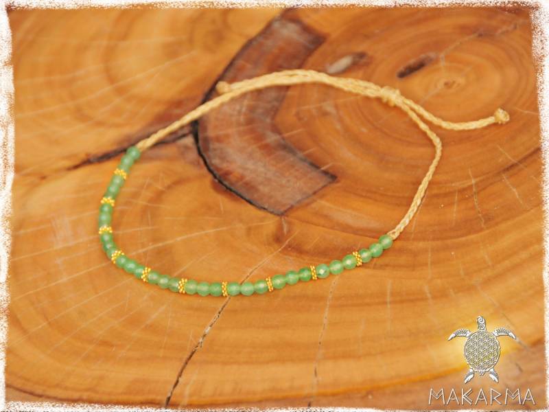 Grüne Jade Armband & Macrame Fußkette Perlen Steine Goldene Königlichen Schmuck Deva von MAKARMAjewelry
